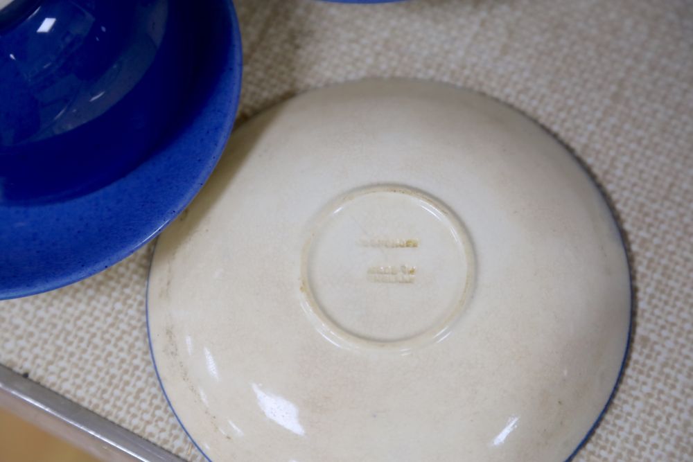 A Moorcroft powder blue part tea service